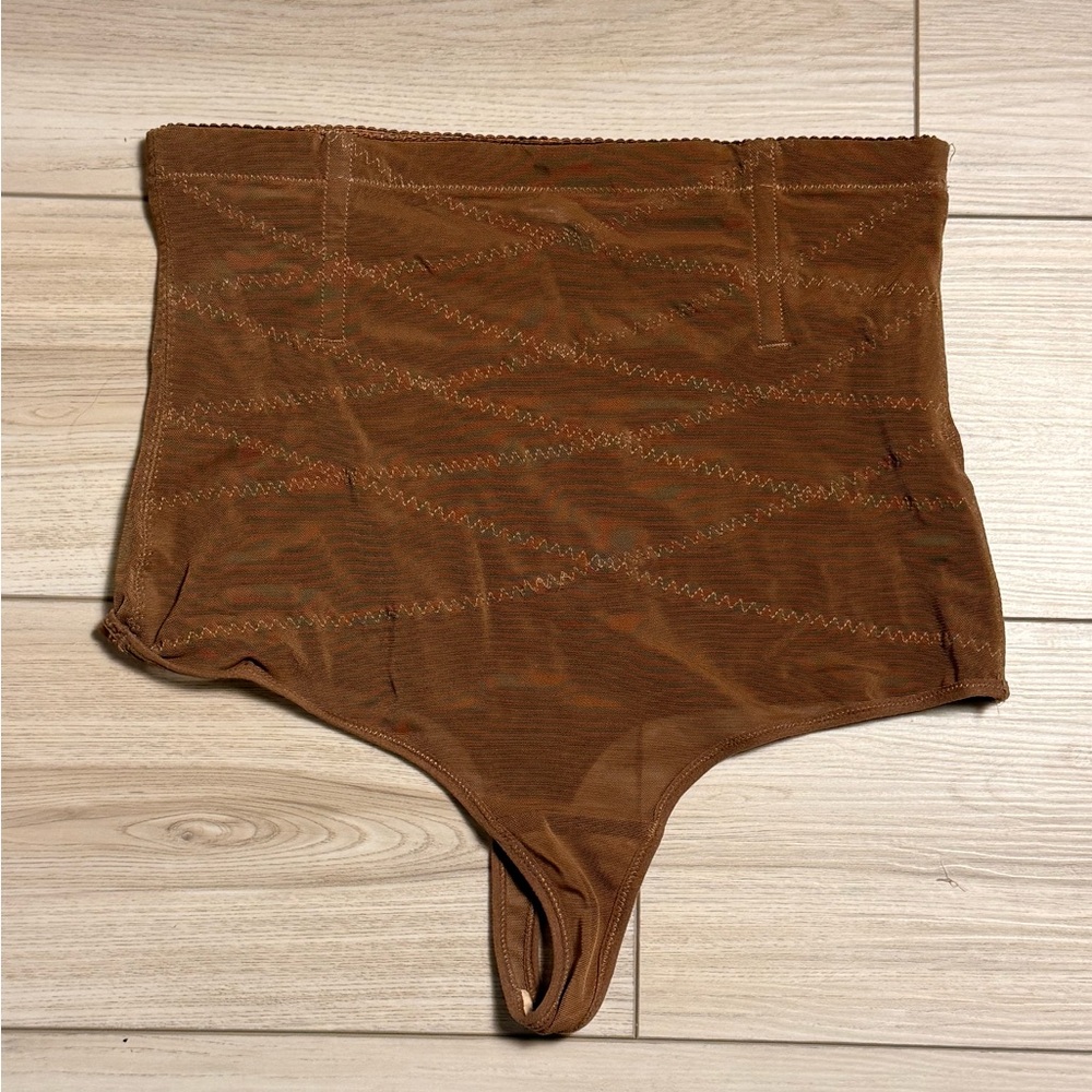 NWOT Brown High Waist Shapewear Thong 2XL Seamless Tummy Control